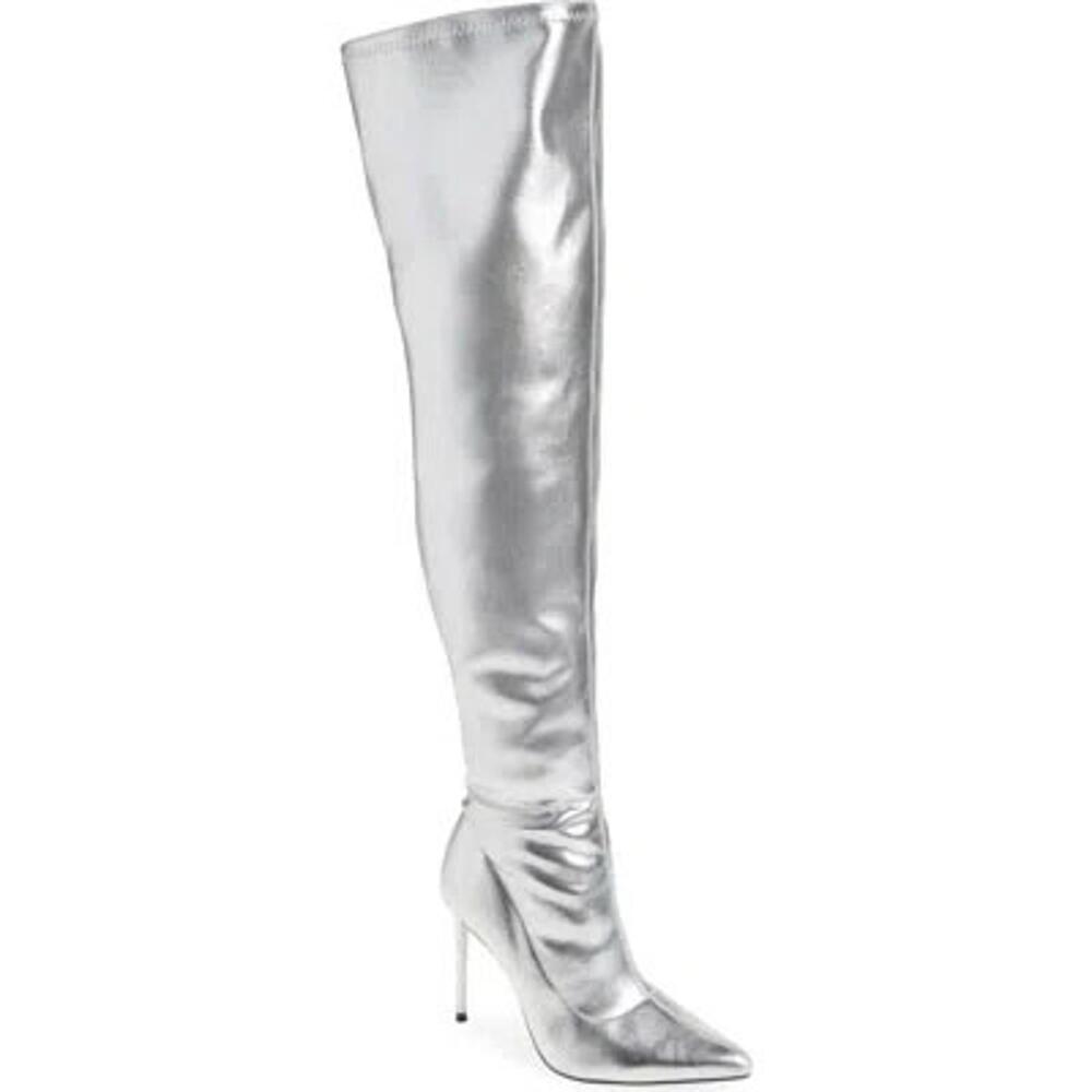 Thigh High Sultry Silver NWOB Wild DIva Lounge Stiletto‎ boot